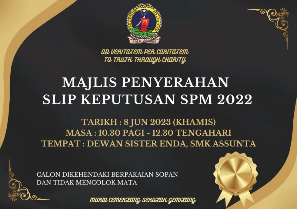 Majlis penyerahan slip keputusan spm 2022 smk assunta